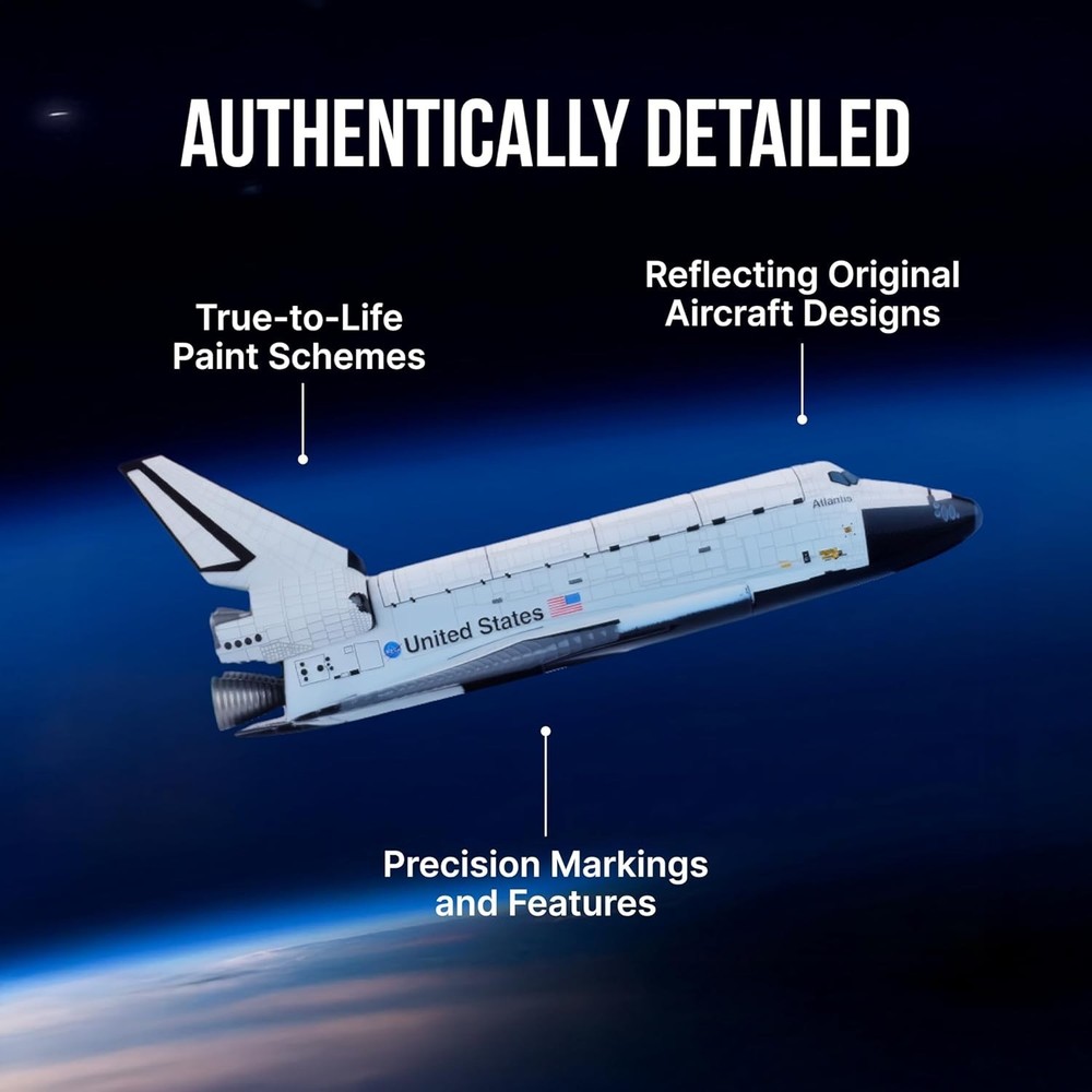 Authentic NASA Orbiter Space Shuttle Atlantis Model with Display Stand - 1:300