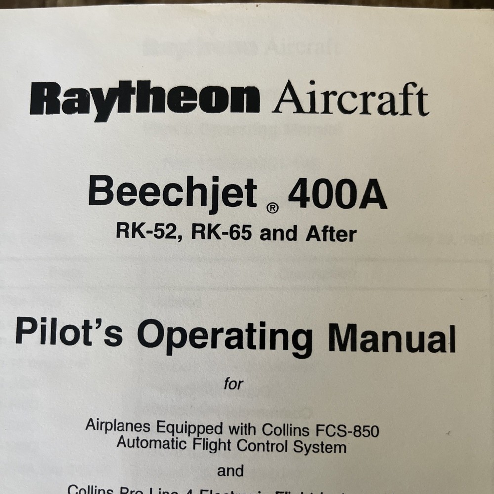 Beechjet 400A Pilot's Operating Manual USED