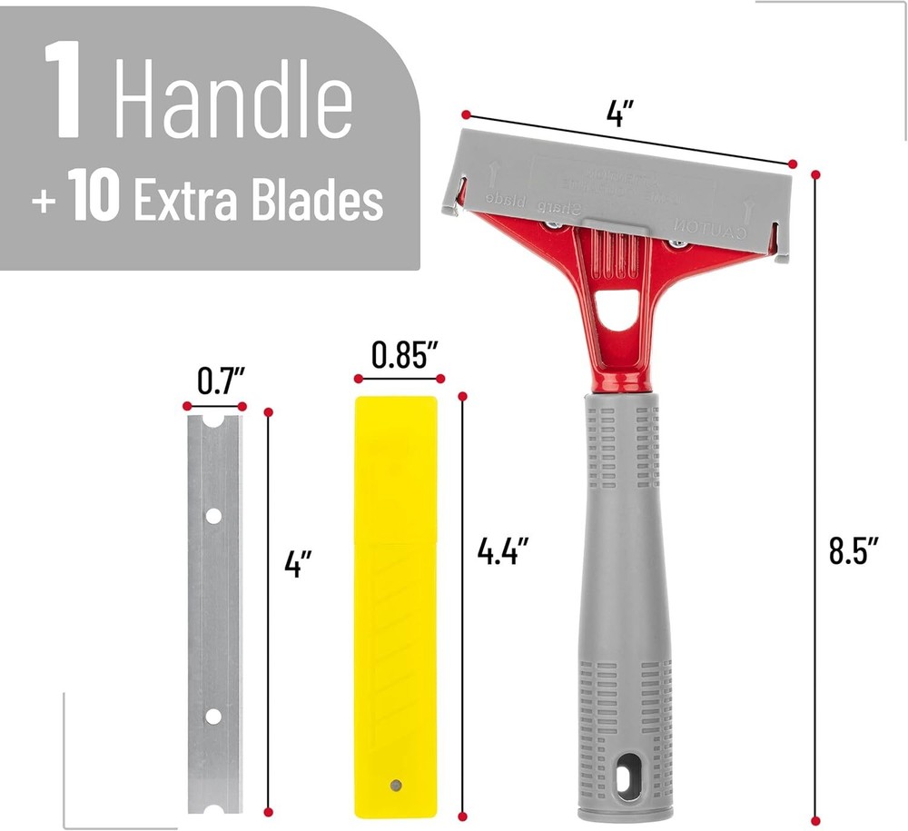 Bates- Razor Blade Scraper, 4" Scraper Tool with 10 Extra Scraper Blades, Paint
