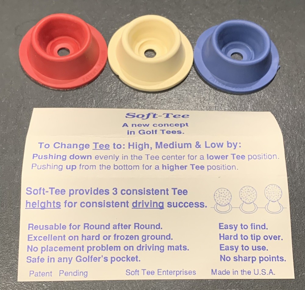Soft-Tee Adjustable Re-useable Golf Tees - Set of 3