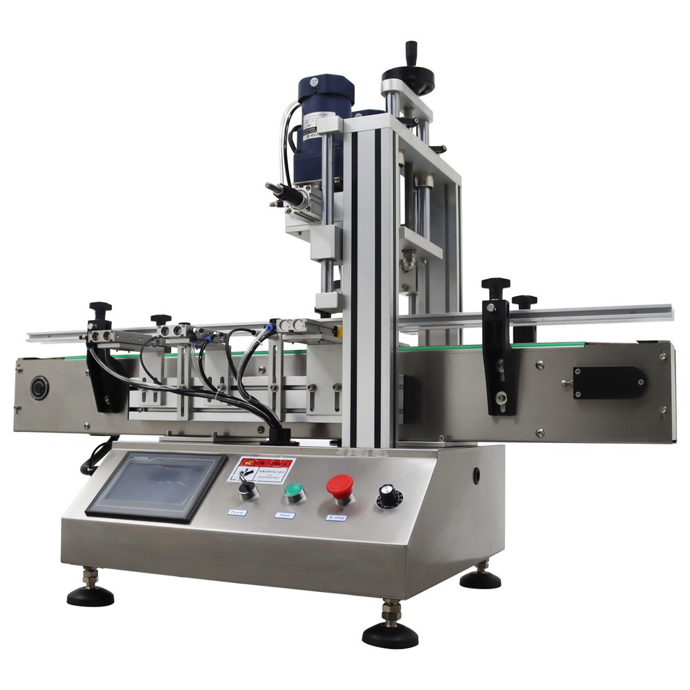110V Automatic Desktop Chain Conveyor Table Capping Machine Φ2.63"-4" Bottle Cap
