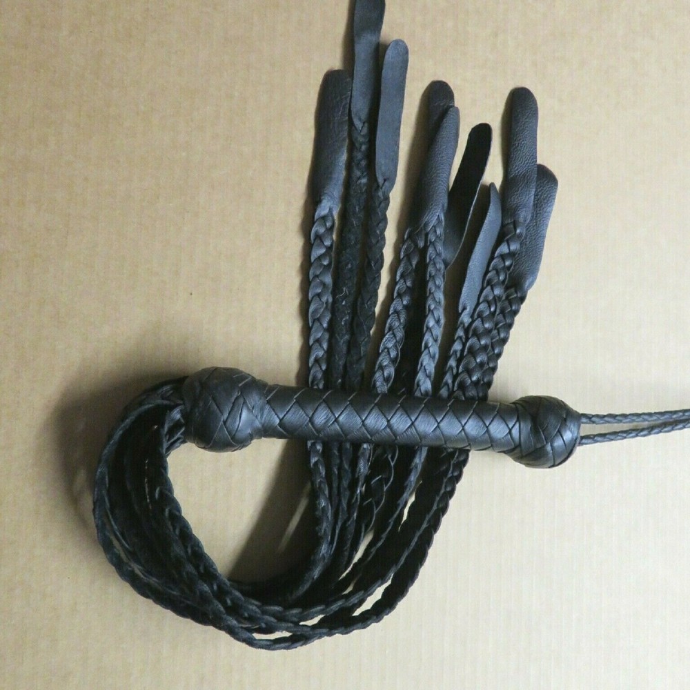 Leather Cat O' Nine Tails, Flat Braid Flogger, Handcrafted
