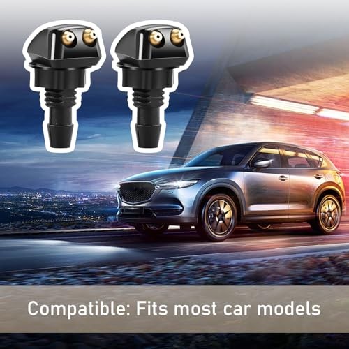 2 PCS Car Double Hole Straight Column Front Windshield Water Spray Nozzle,