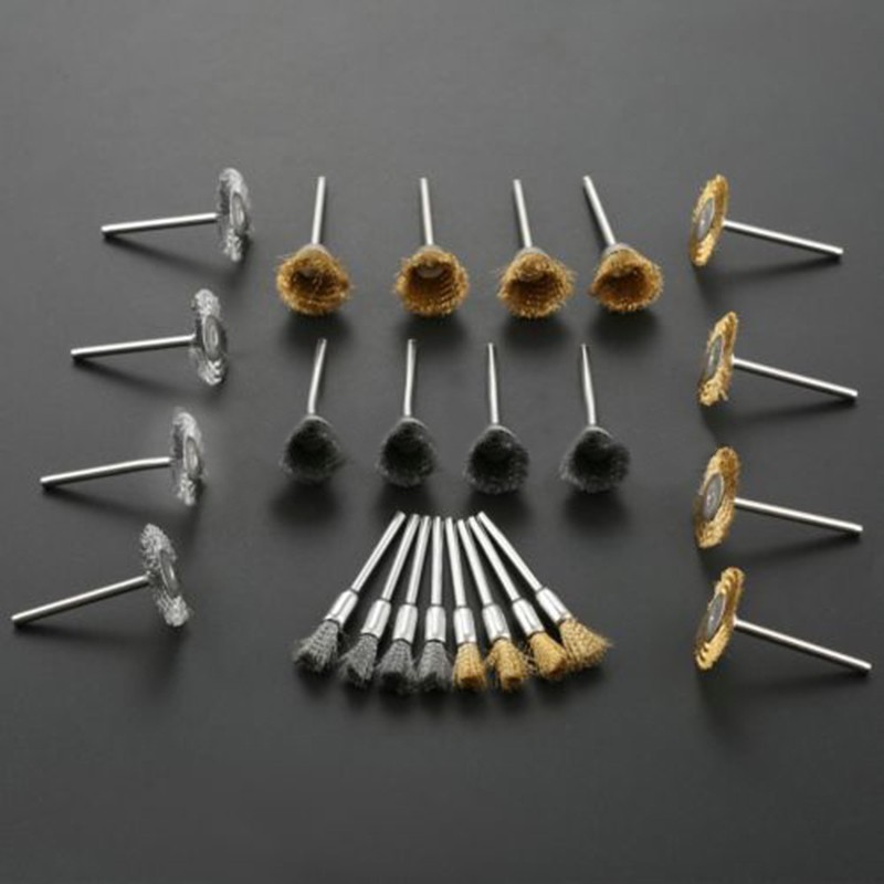 24pcs Soft Rotary Tool Brass Wire Brush Cleaning Polishing Dusting Set Element