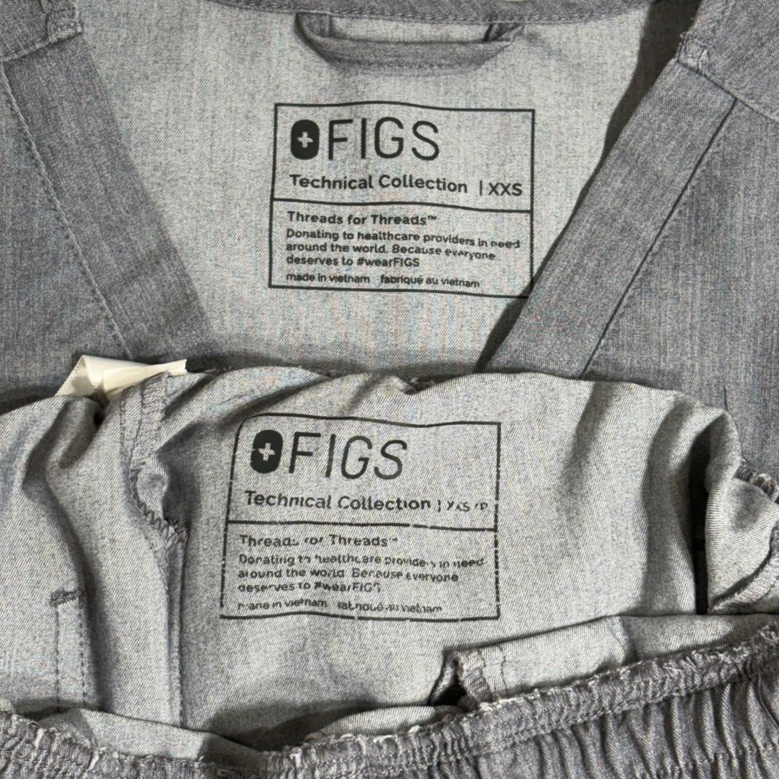 FIGS Scrub Set Women XXS/XSP Gray Casma V-Neck Zamora Jogger Technical Collectio