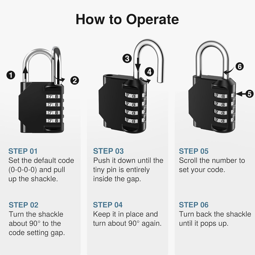 Combination Lock 10 Pack 4 Digit Waterproof Locker Locks Secure Outdoor Padlock