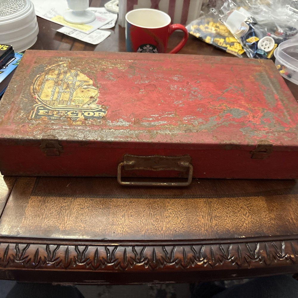 vintage erector set metal box