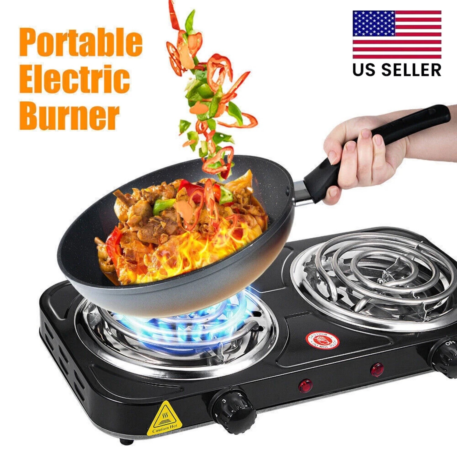 2000W Portable Kitchen Electric Double Burner Hot Plate Cooktop Cooking Stove US