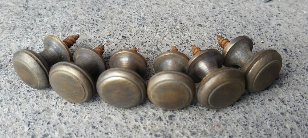 6 Solid Brass SMALL Stacking Barrister Bookcase 1/2"dia Knobs drawer Pulls #K18