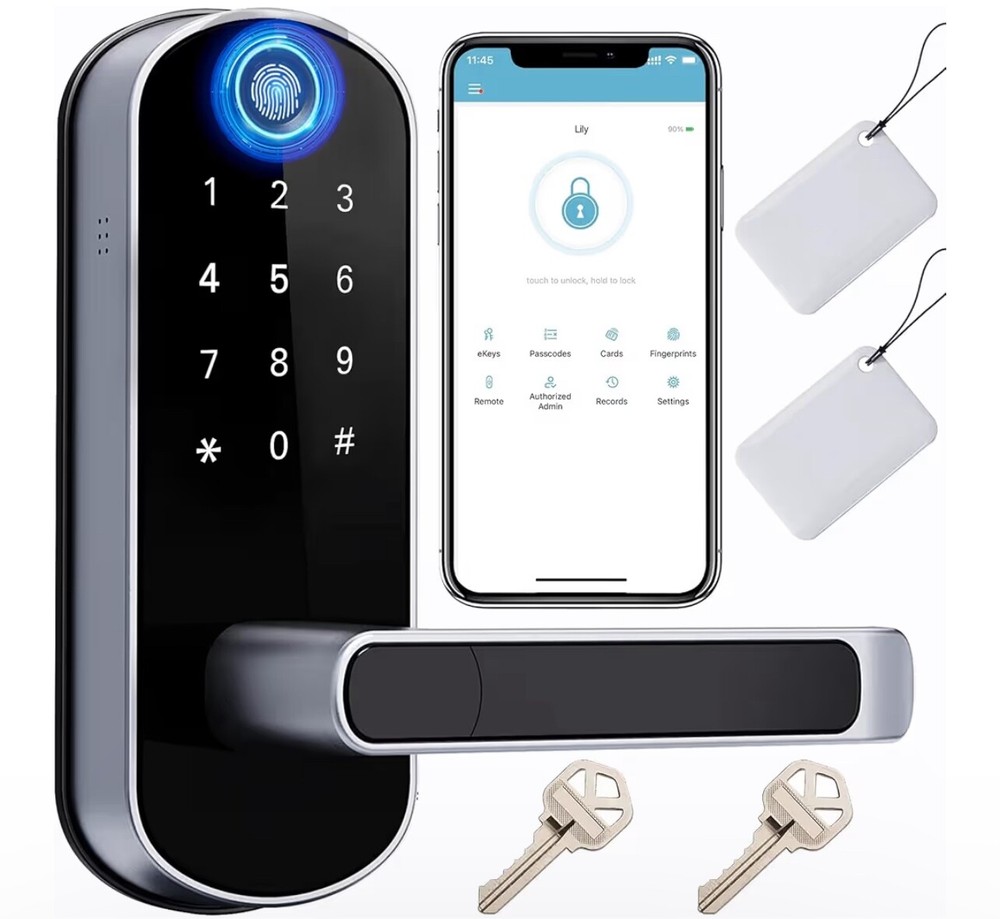 Keyless Fingerprint Smart Door Lock with Code Passcode & Door Handle App Control
