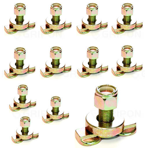 GRIPON (Pack of 12) L-Track Double Lug Threaded Stud Nut Fitting Tie Down