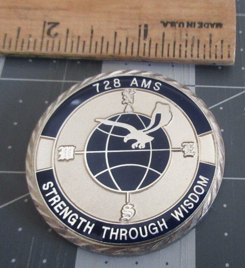 USAF 728 AMS Strength Through Wisdom Commanders Challenge Coin