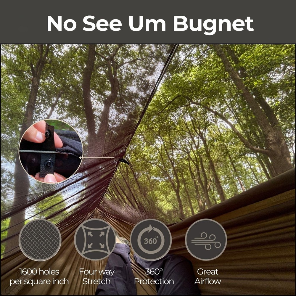 onewind Hammock Mosquito Net, Camping Bug Net with Black - With Floor