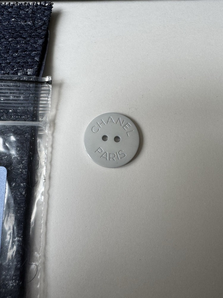 CHANEL Button & Fabric Swatch, MB247 Blue/Silver, Authentic from Boutique