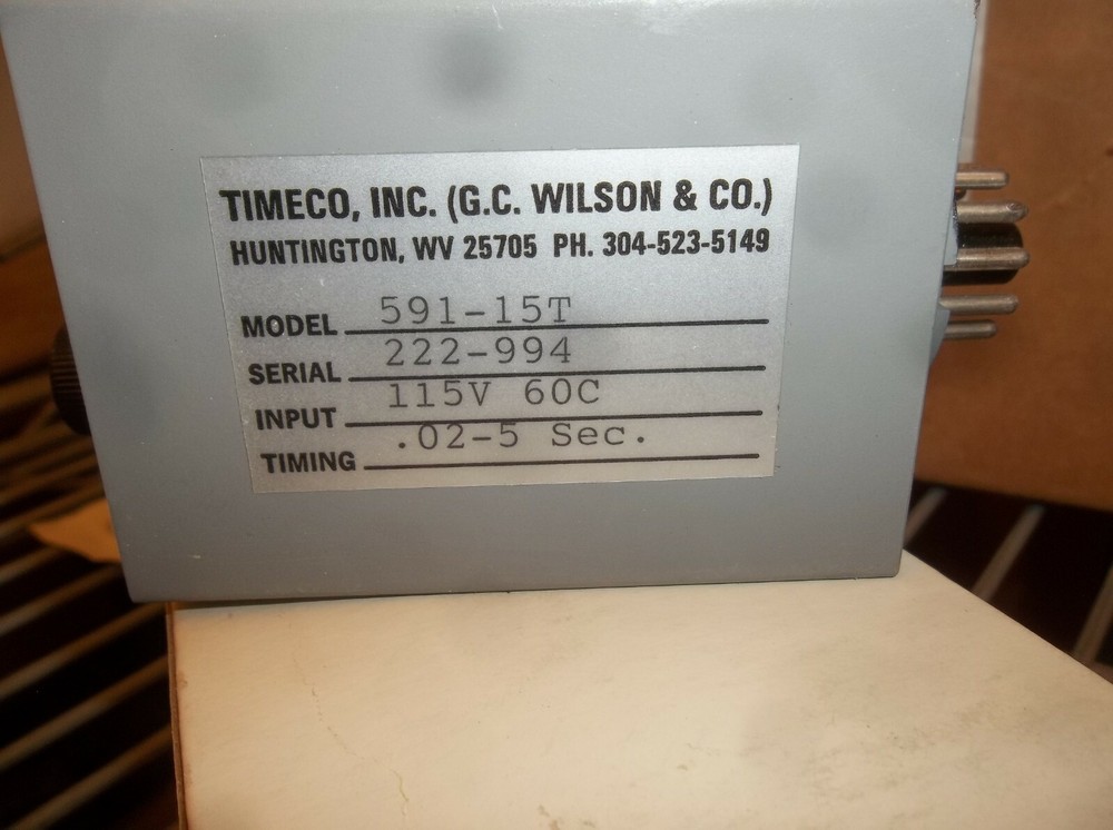 TIMECO INC TIME DELAY RELAY 591-15T
