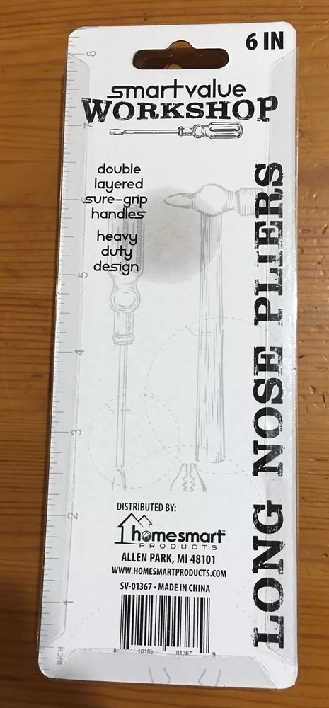 Smartvalue Workshop 6" Long Nose Pliers, 4-Pack