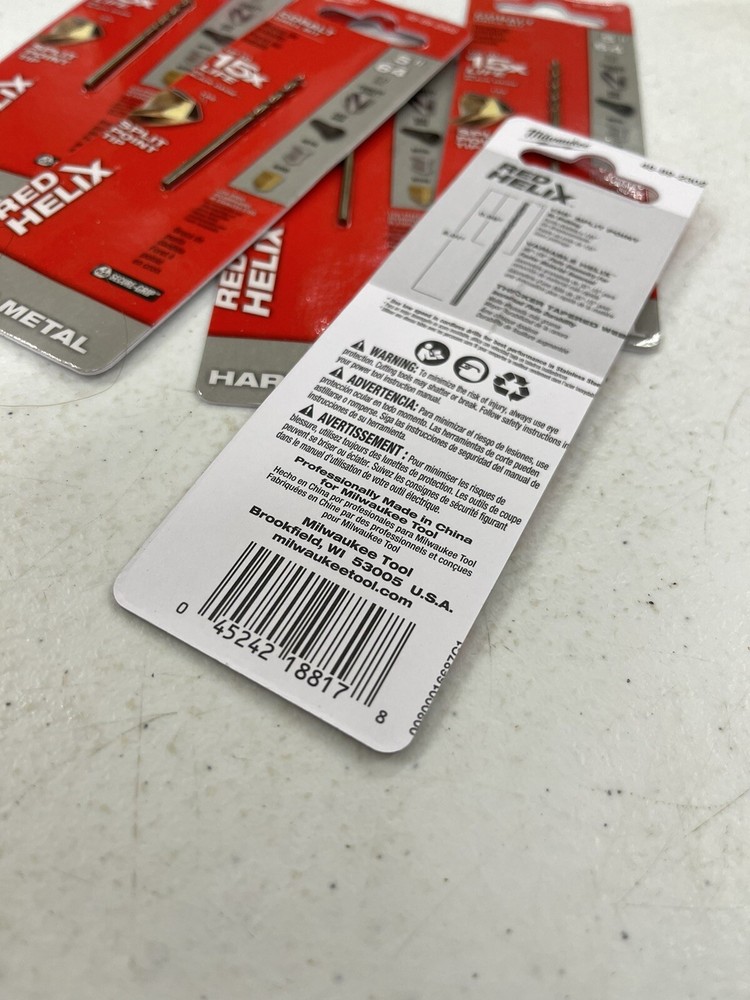 5 Pack Milwaukee 5/64” Cobalt Drill Bits Red Helix Split Point Tips 48-89-2302