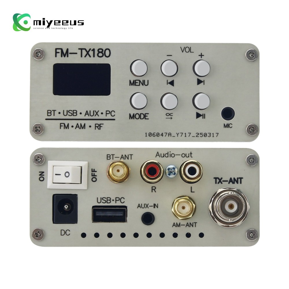 FM-TX180 75MHz-108MHz Bluetooth Stereo Radio Transmitter 0.96" OLED Screen my1