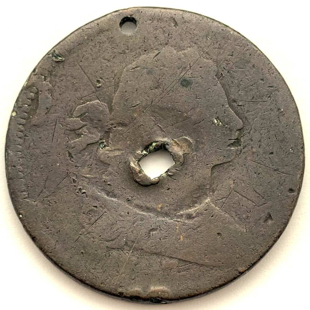 1797 S-131 No Stems 1C Draped Bust Large Cent: Holed