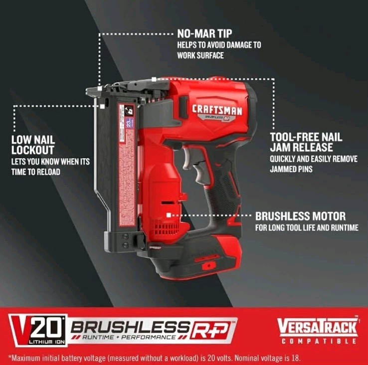 Craftsman V20 CMCN623B 23GA Cordless Pin Nailer Bare Tool Open Box