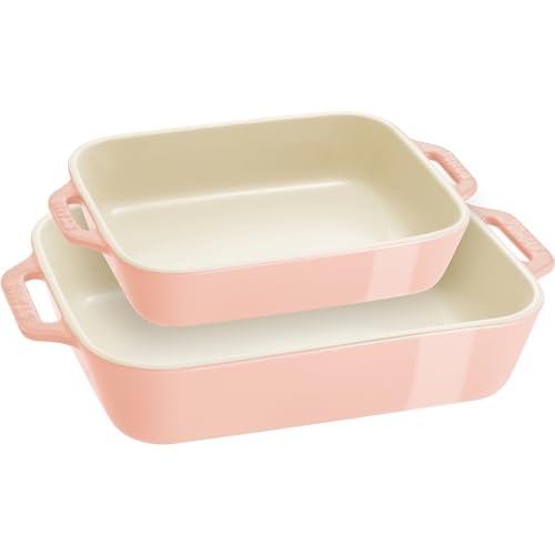 Staub Ceramic 2-pc Rectangular Baking Dish Set - Macaron Pastel Pink