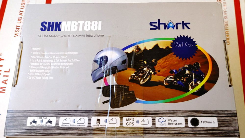 SHARK Dual Set Interphone For Motorcycle Helmet Bluetooth Kit Intercom Headset