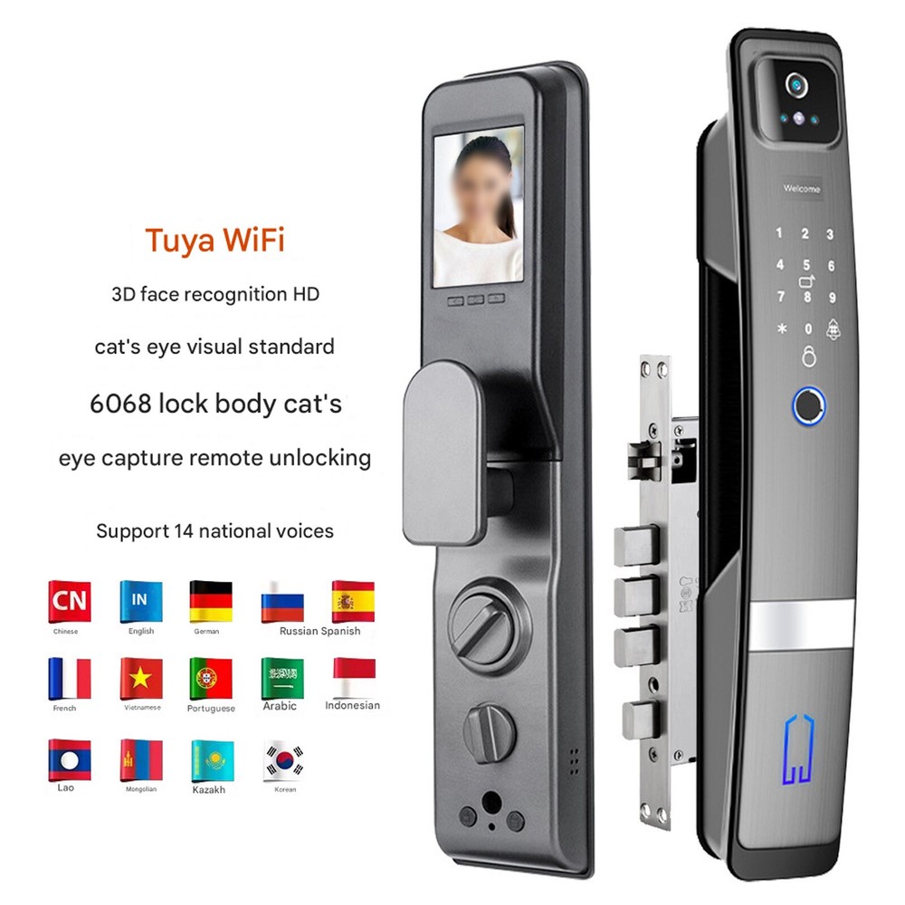 Smart Door Lock 3D Face Recognition Camera FingerPrint Password Security LockJp