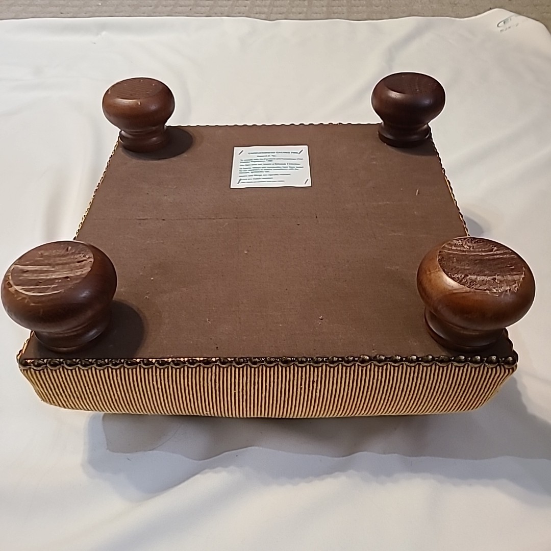 Vintage needlepoint butterfly footstool 13" x 13" x 5" Wooden Feet