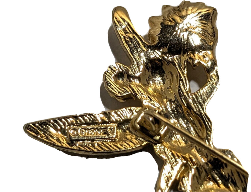 Disney Tinkerbell Gold Pinback with Rhinestone