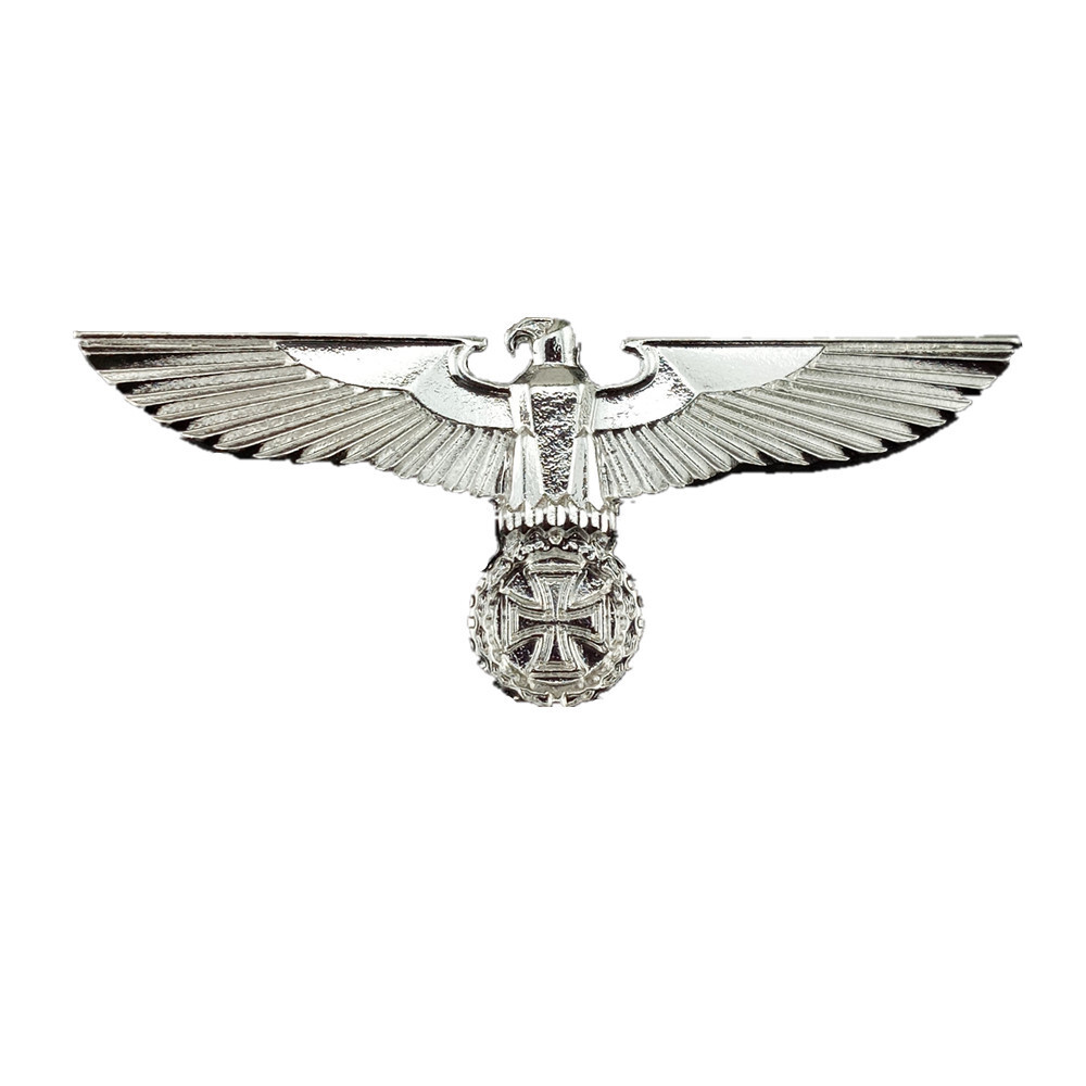 WW2 German Silver Eagle w/ Iron Cross Badge Hat Pin Brooch Military Medal Emblem