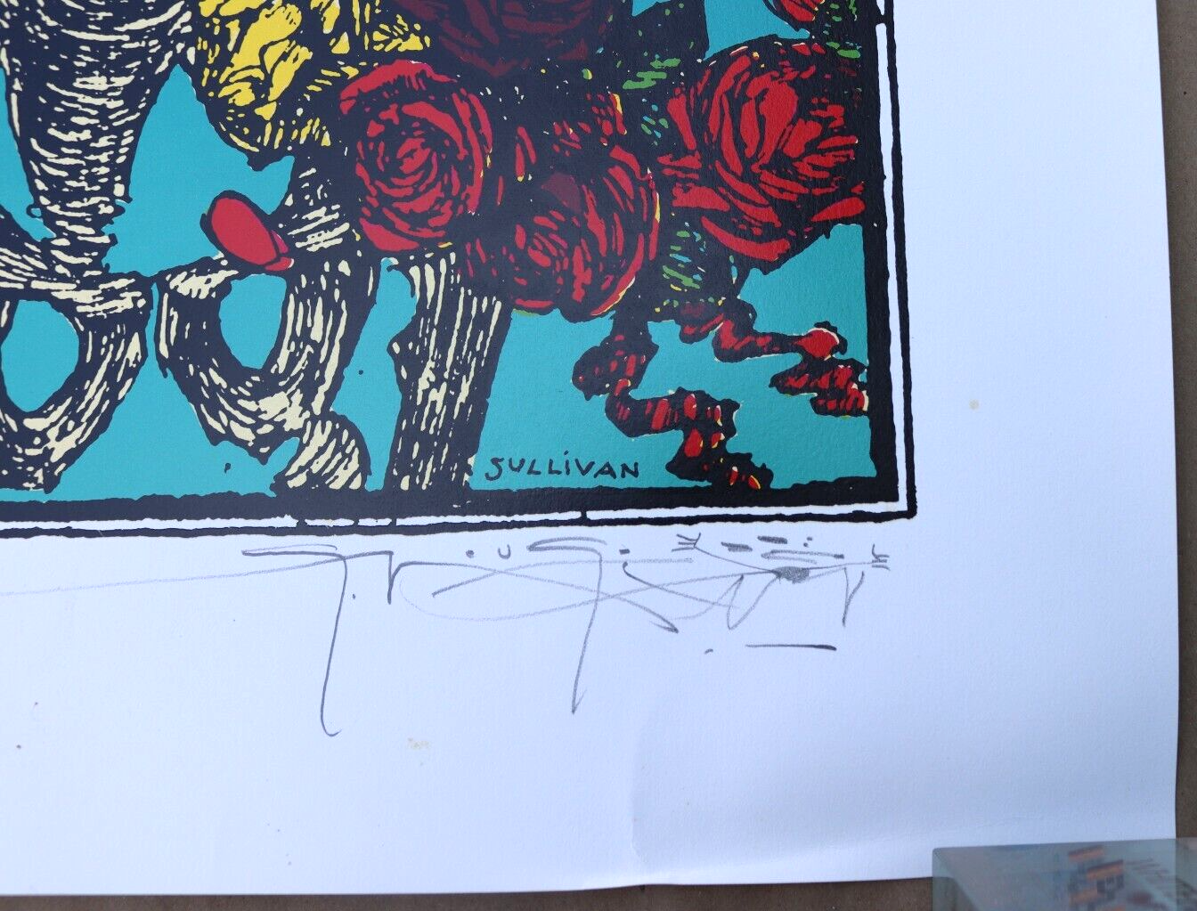 GRATEFUL DEAD SKELETON & ROSES POSTER PRINT ART SIGNED STANLEY MOUSE 29x22"