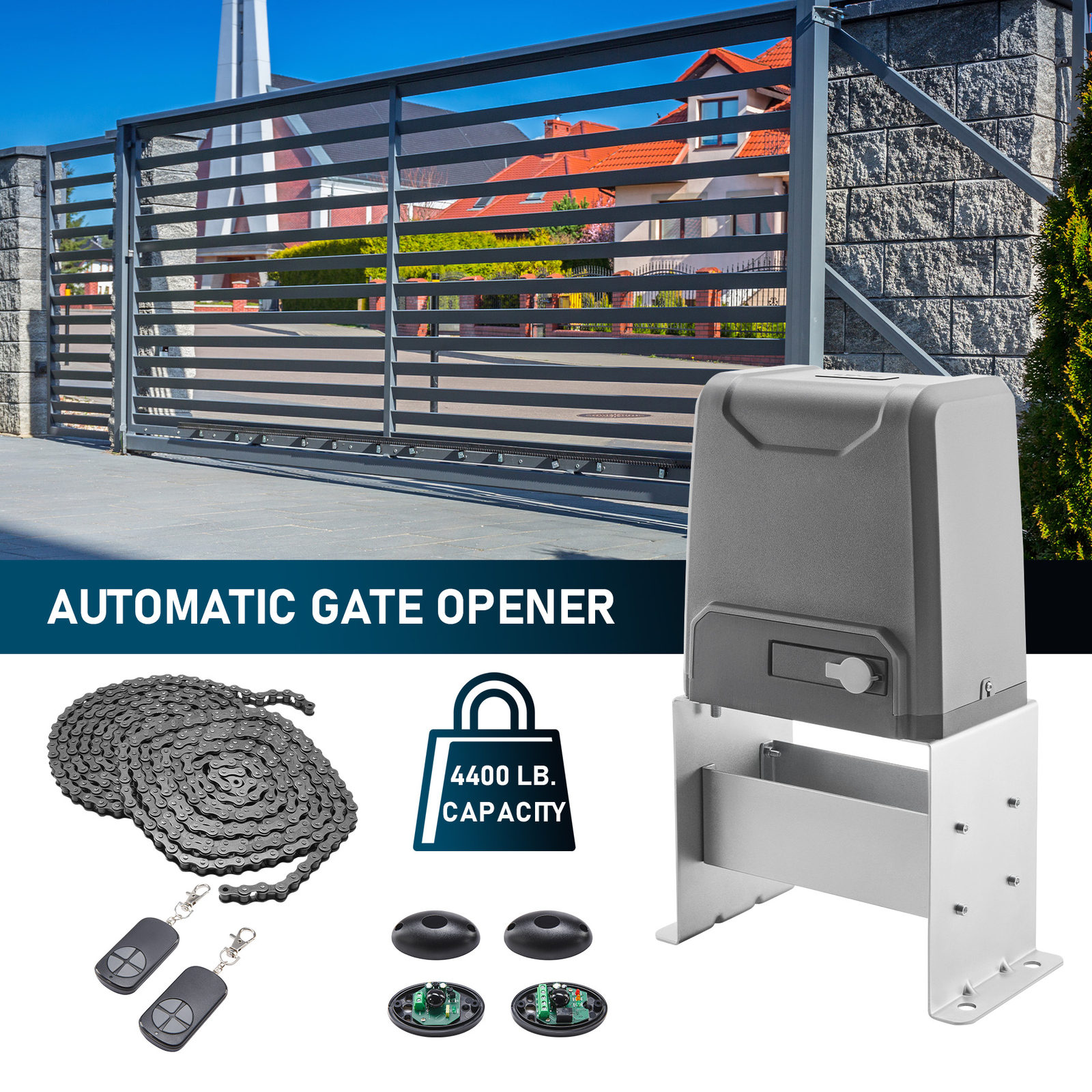 CO-Z 4400lb APP Control Automatic Sliding Gate Opener with Keypad & 4 Remotes