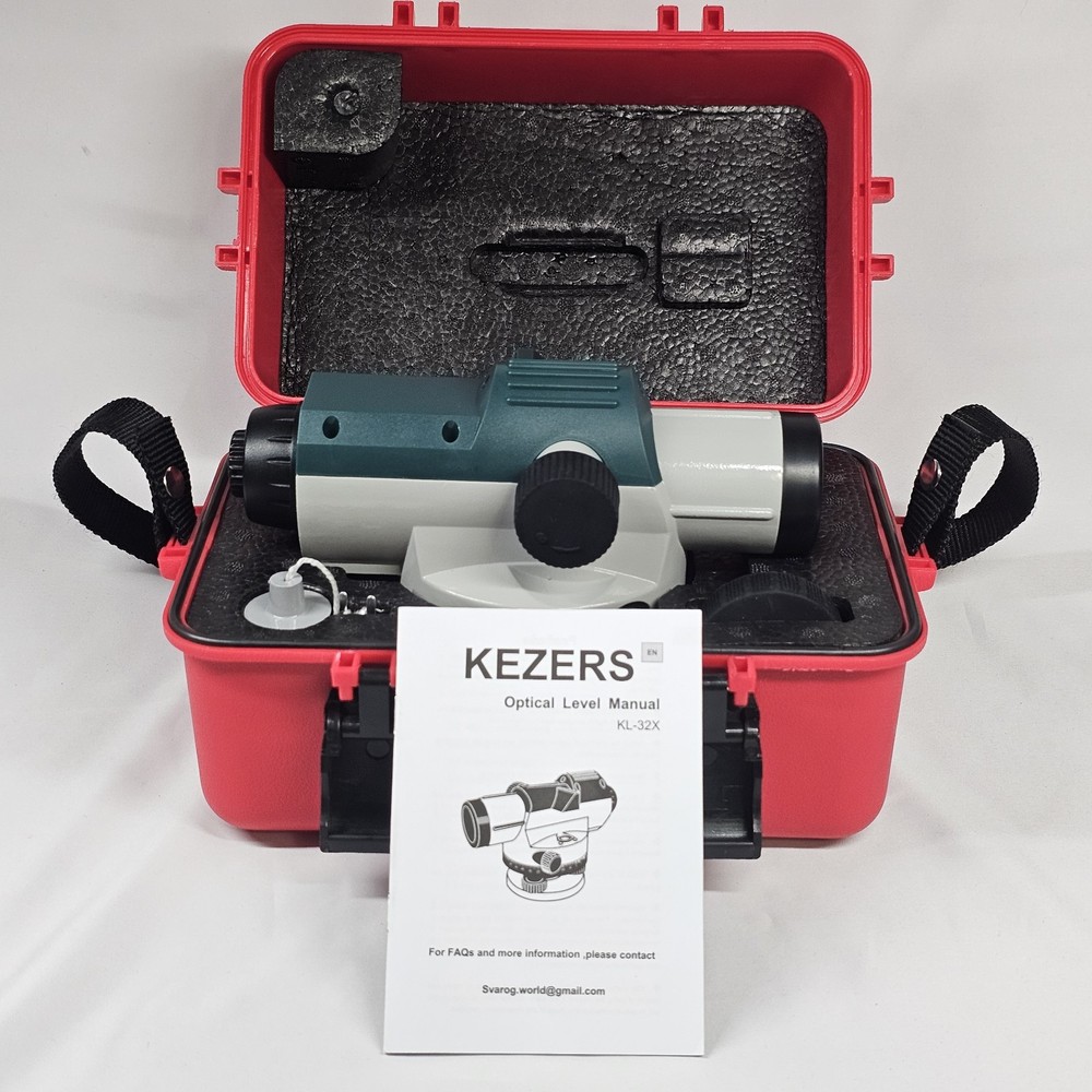 KEZERS 32X Automatic Optical Level Kit - Open Box - Carrying Case - Level