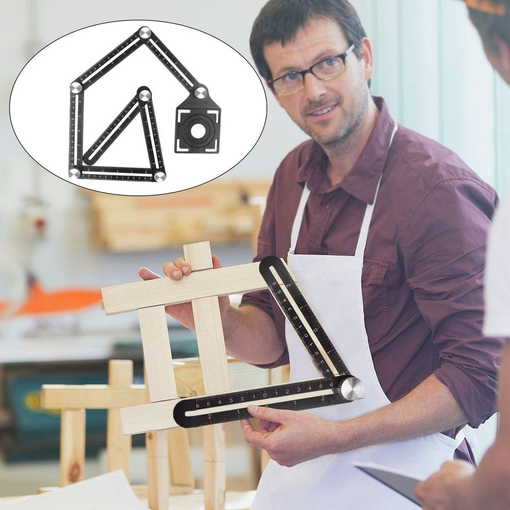 Compact Six-Fold Angle Finder - Precision Ruler Tool for Builders & Craftsmen