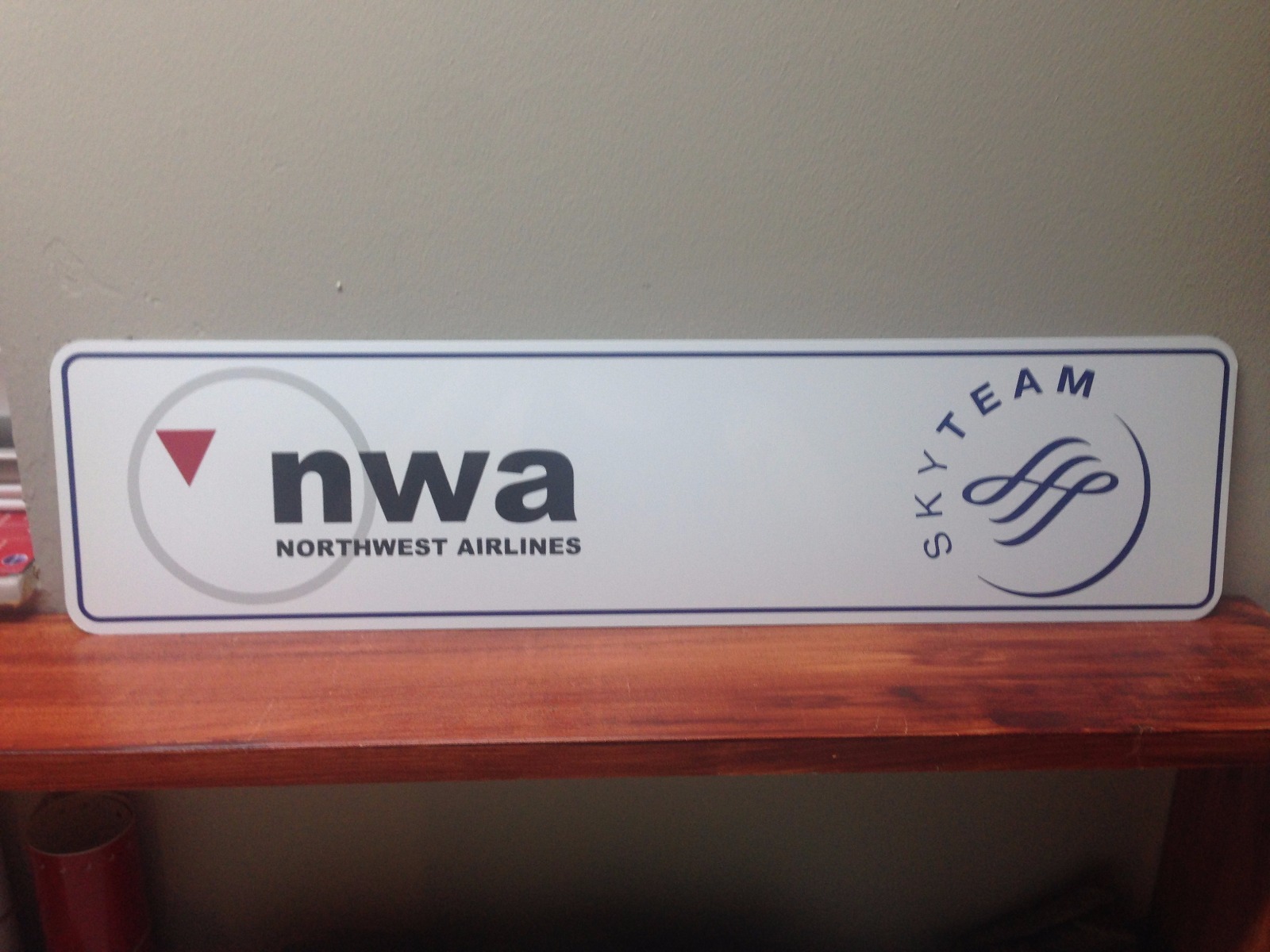 nwa Northwest Airlines vintage metal sign 6" x 24"