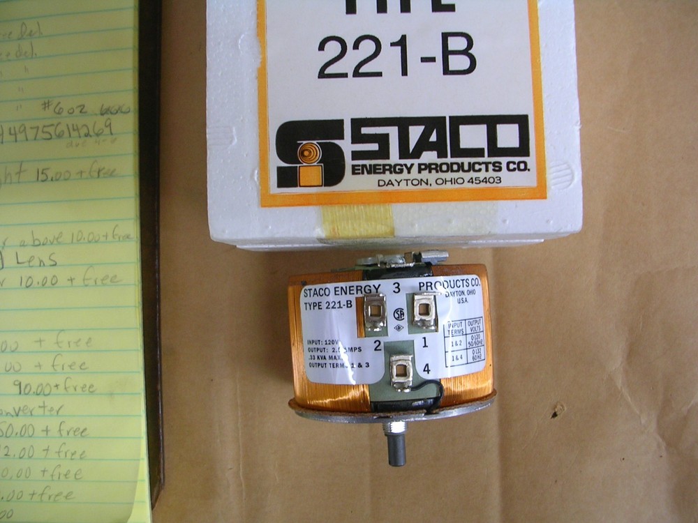 221-B STACO VARIABLE TRANSFORMER