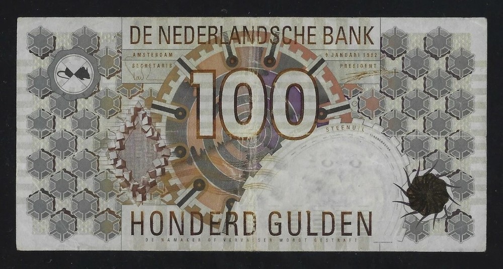 Netherlands 100 Gulden 1992 P-101 VF