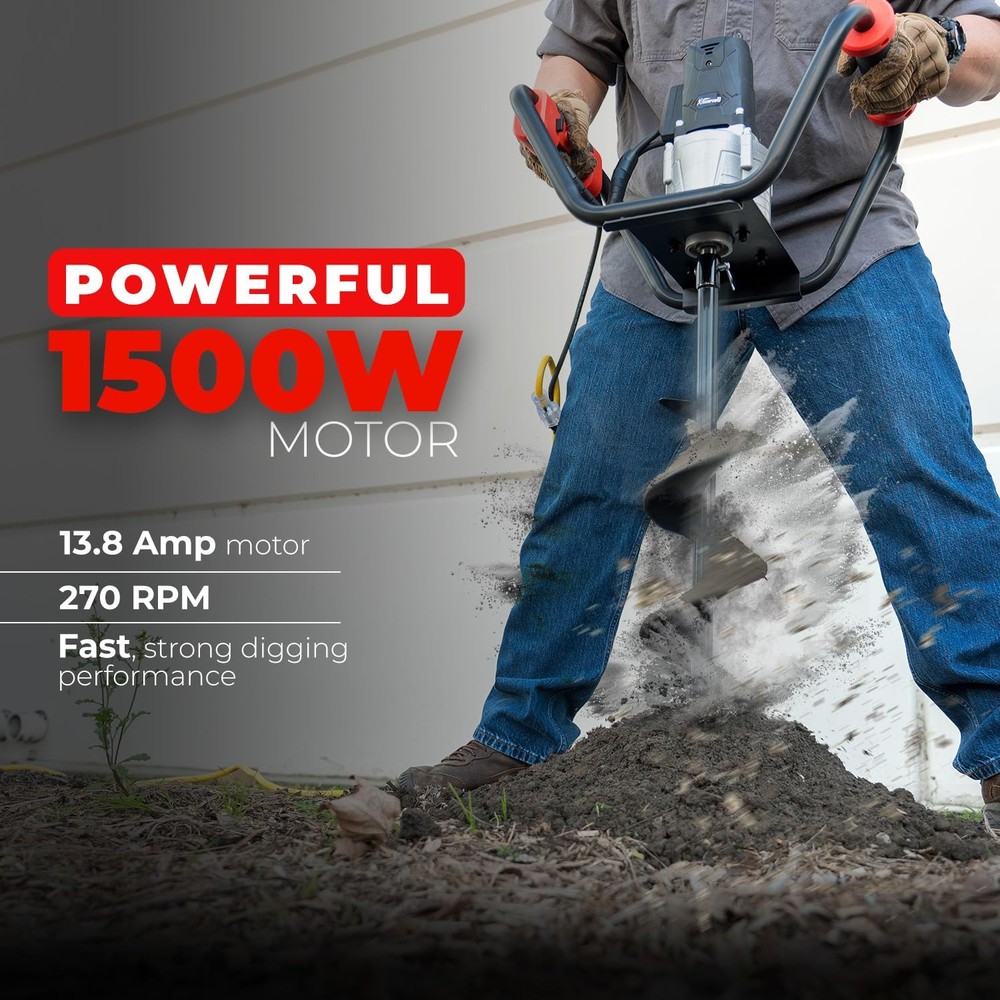 XtremepowerUS 1500w Electric Post Hole Digger Auger w/ 4" Bit (Reverse Function)