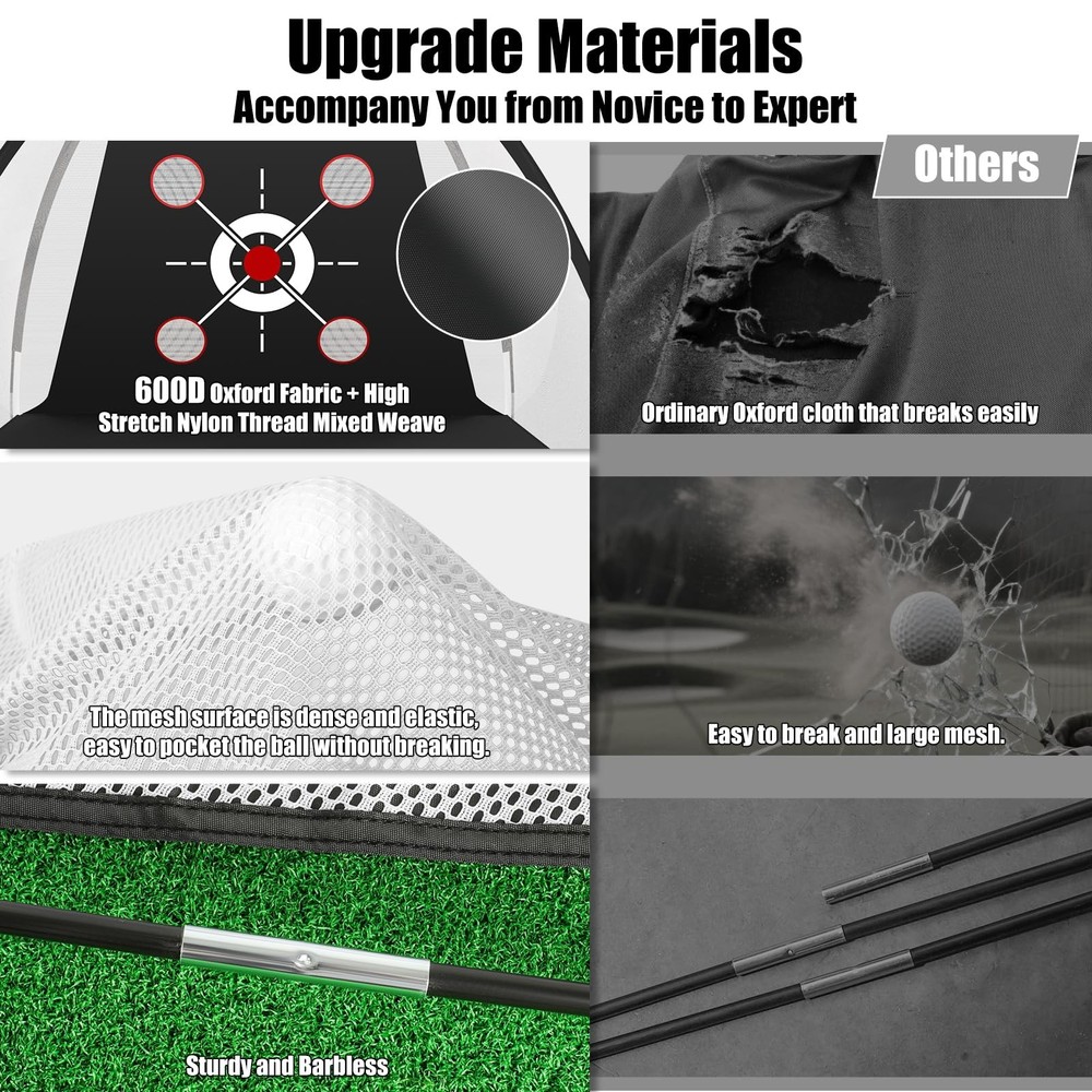 Golf Hitting Net 10x7 FT with Mat - Professional Backyard Practice Set Includes