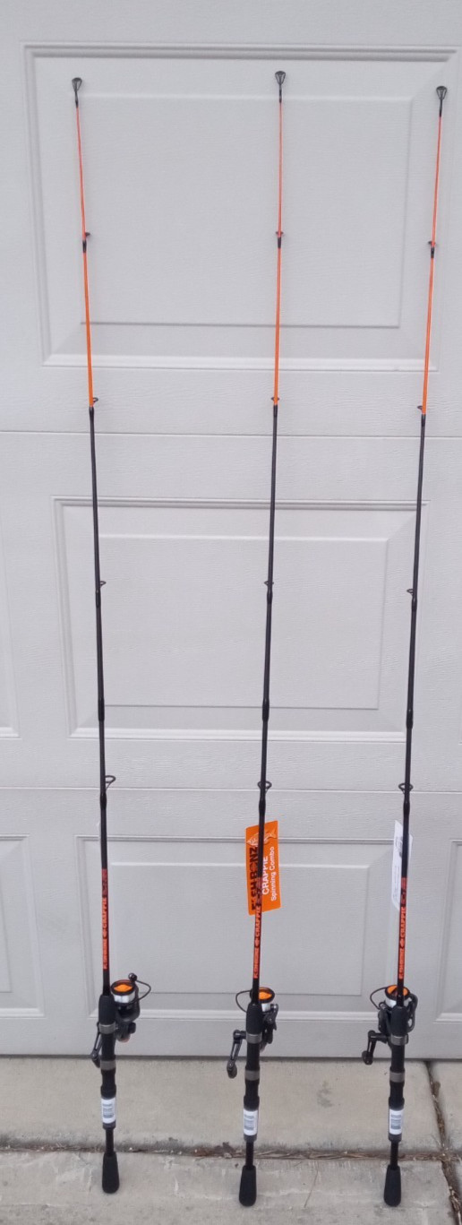 lot of 3 Fish Bonz Crappie 5-foot rod & spinning Reel w/line 2-piece ultra light