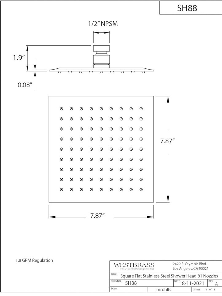 West brass shower head