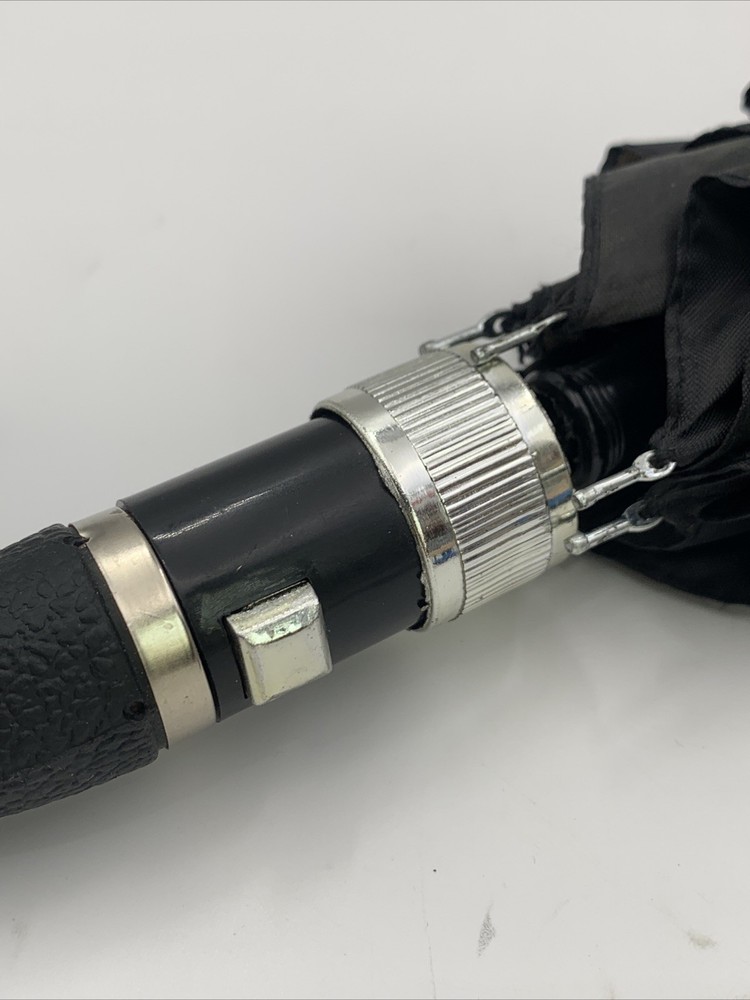 Conch Compact Folding Black Umbrella and Case