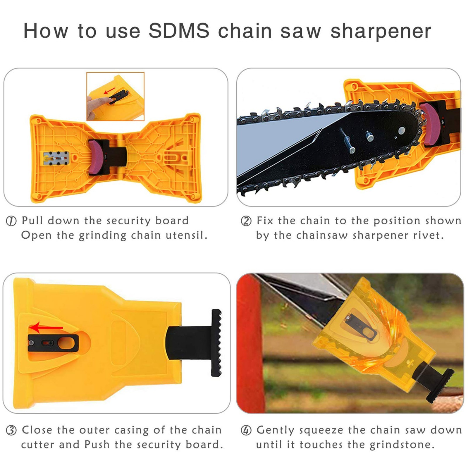 3PC Fast Chainsaw Chain Sharpening Jig Portable Drill Crank Sharpener Tool Sets