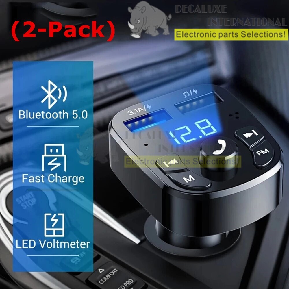 Bluetooth 5.0 Car Wireless FM Transmitter Adapter 2USB PD Charger AUX Hands-Free