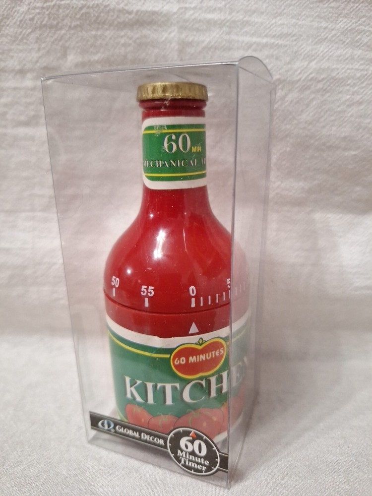 Mechanical Kitchen Timer Tomato Ketchup Design 60 Mins Duration Novelty Timer