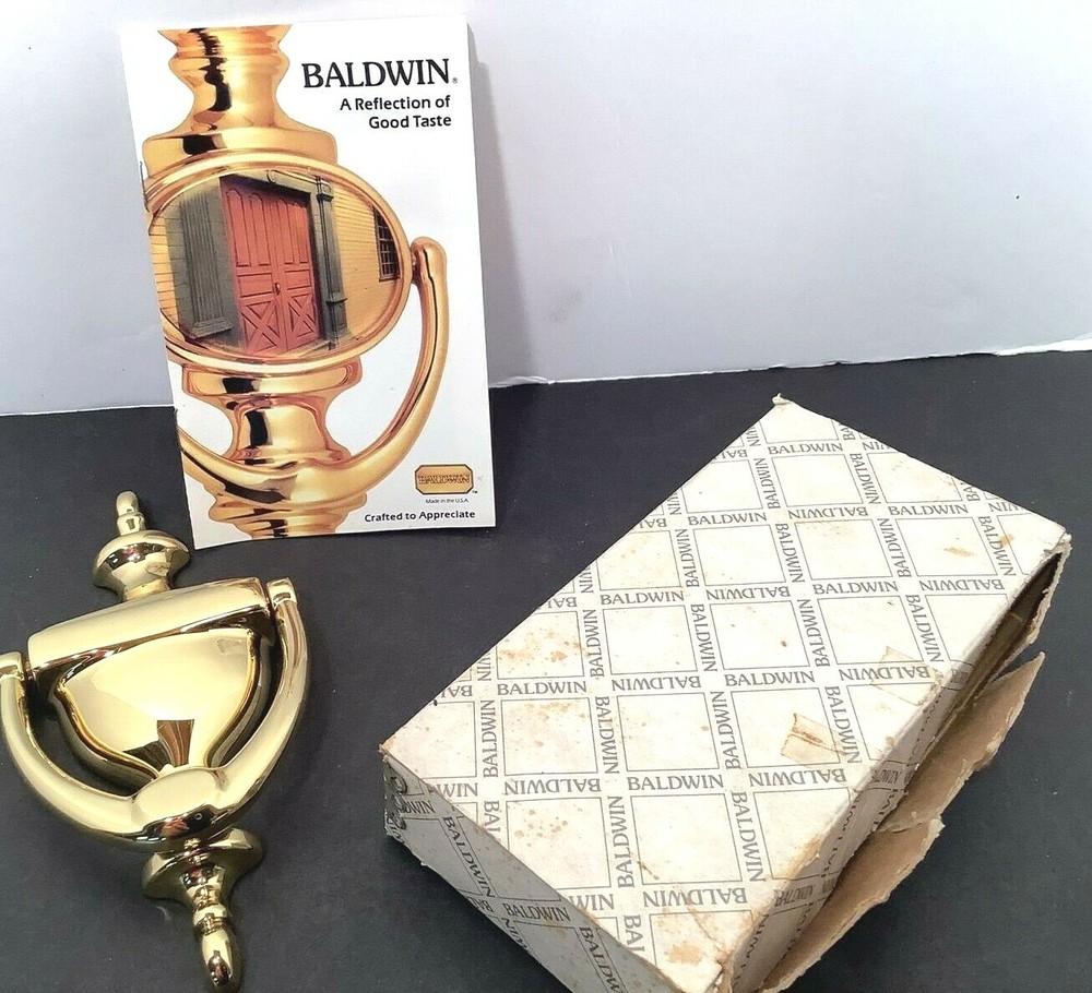 Vintage Solid Brass Baldwin Hardware Traditional Door Knocker w Care Instruct A2