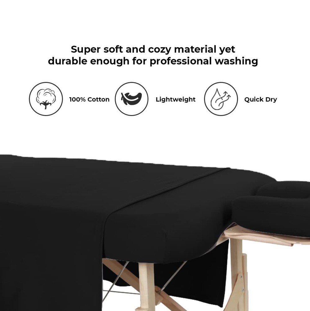 Massage Table Sheets Set - 3 Pcs 100% Cotton Flannel - Includes Fitted Sheets...