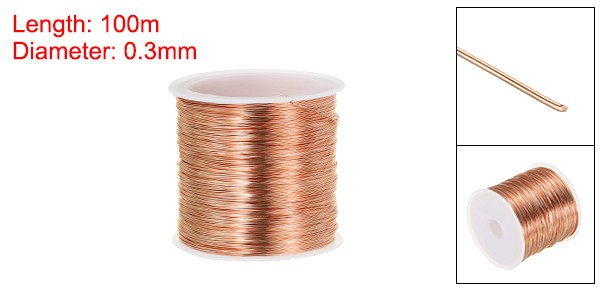 328 Feet Solid Pure Copper Wire 28 Gauge 0.3mm Copper Tone
