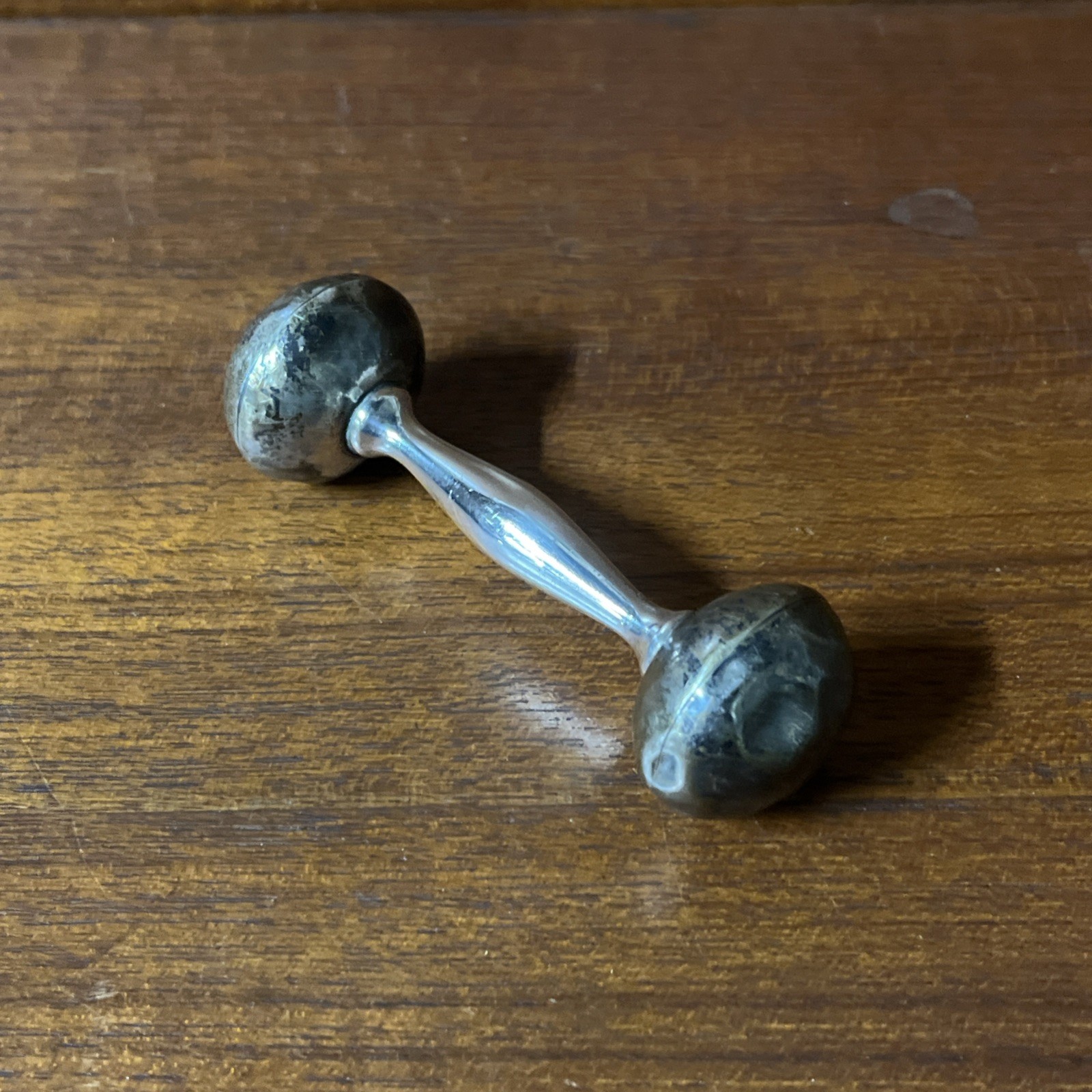 VTG 1930s-40s WEB Sterling Silver Baby Rattle Dumbbell 24 Grams