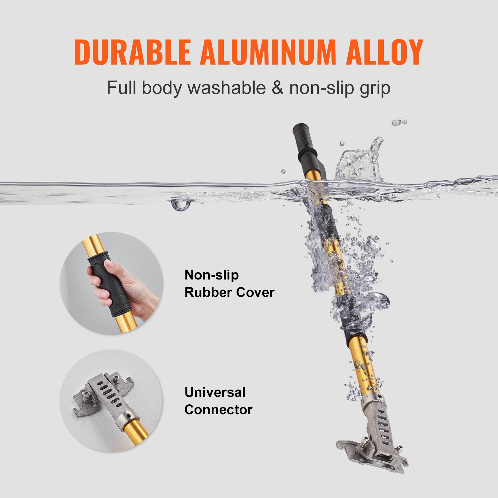 VEVOR Drywall Flat Box Handle Flat Finishing Handle 40''-64'' Extendable Paint